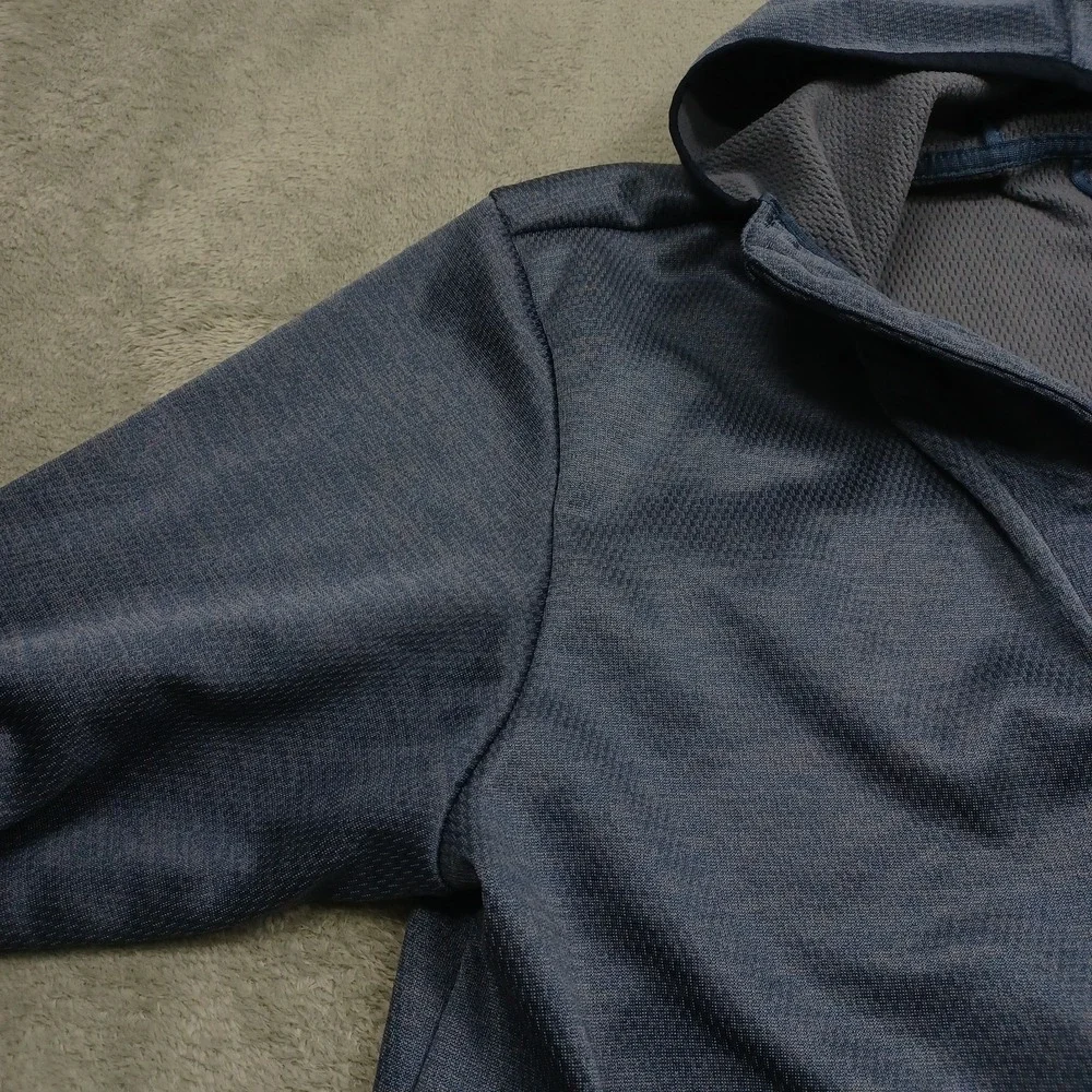Adidas Jacket Mens Large Blue Outdoor Casual Full Zip Pockets Hooded